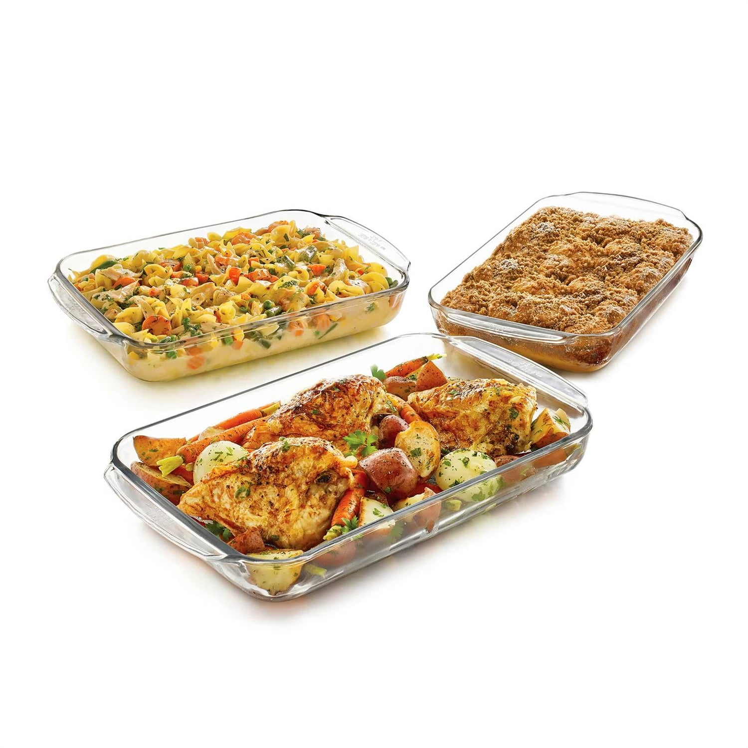 Clear Glass 3-Piece Rectangular Casserole Baking Dish Set