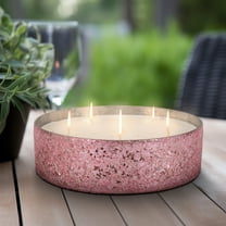 Glass, 8" 49  Oz Crackled Bowl Scented Candle, Pink