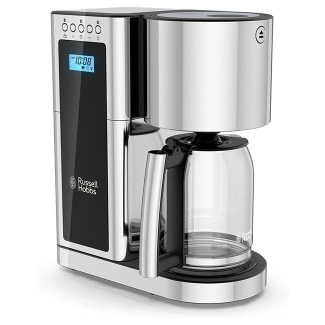 Russell Hobbs 8-Cup Black and Silver Glass Coffee Maker
