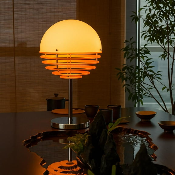 Glass & Acrylic Sunset Table Lamp, Sunset Orange Table Light for Dining Room, Bar, Island, Balcony, Dining Room, Acrylic Glass Fixture