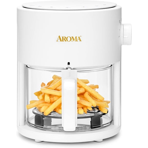 Glass Air Fryer and Countertop Convection Oven with Powerful 360Crispy? Technology (3 Quart), White