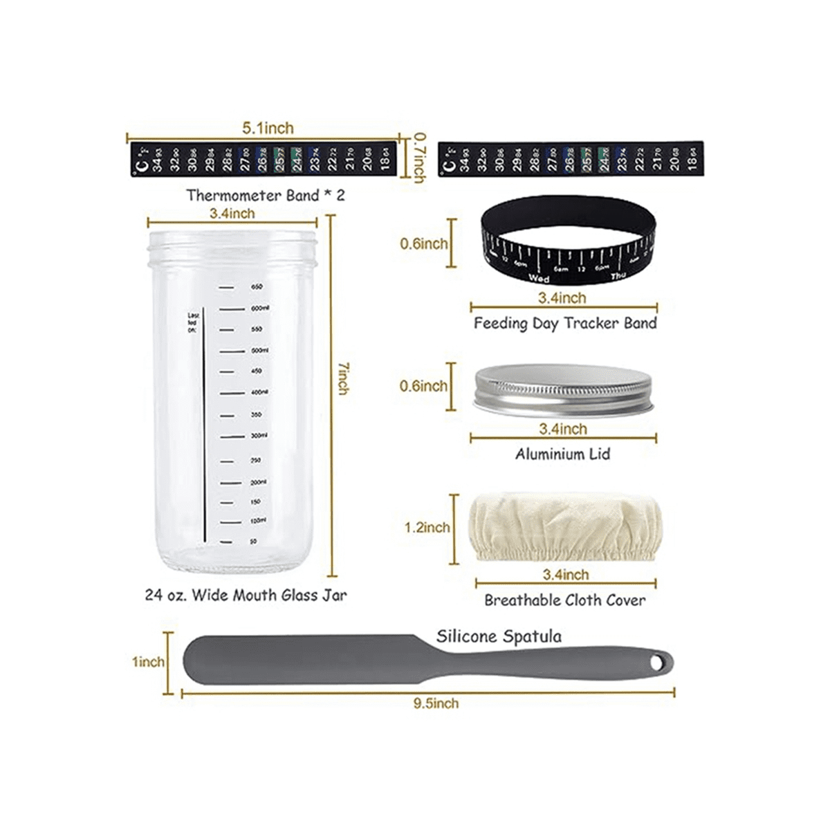 Glass Airtight Jar Sourdough Maker Natural Fermentation Jar with Lid