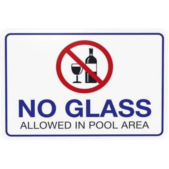 No Glass Allowed in Pool Area Pool Warning Sign, Metal Signs for Home Business Outdoor Indoor Road Yard Garage Street Wall Caution Custom Decor 12 x 8 Inch