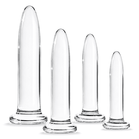 Future Method Glass Anal Plug Trainer Set 4-Piece Borosilicate Glass Kit, Temperature-Responsive, Phthalate-Free, Waterproof