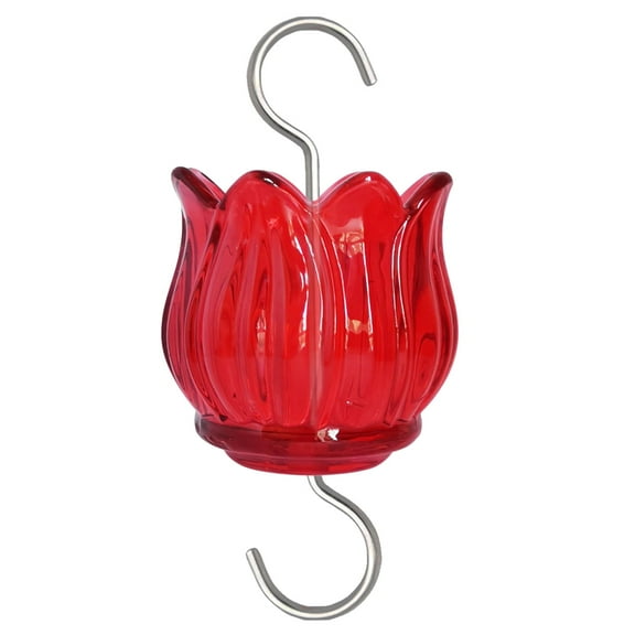 Glass Ant Moat for Hummingbird Feeder - 3 OZ Red Tulip Insect Guard with Large Capacity
