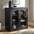 thumbnail image 1 of Glass Arched Door Sideboard Buffet Cabinet, Accent Cabinet with Adjustable Shelf, Wood Modular Credenza Storage Cabinet for Dining Room, Living Room, Entryway, Black, 1 of 8