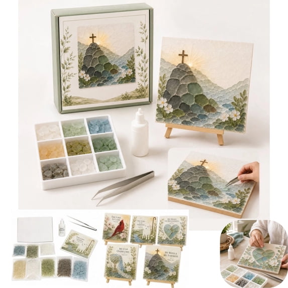 Glass Art Kit Sea Glass Art Kit For Adults DIY Mosaic Kits For Adults Complete Seaglass Craft Kit For Handmade Wall Ready Art Coastal Home Decor Gift,E2