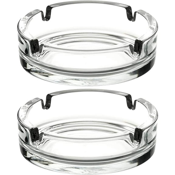 Glass Ashtrays For Cigarettes, Portable Decorative Modern Ashtray For Home Office Indoor Outdoor Patio Use, Fancy Cute Cool Ash Tray, Pack Of 2 (Clear)
