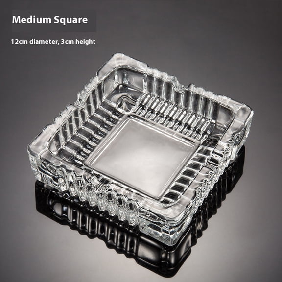 Glass Ashtrays for Cigarettes Cigar, Decorative Square Ash Tray for Indoor Home Office Decor or Patio Balcony Outdoor Use