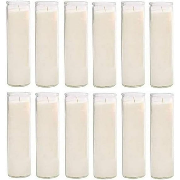 Glass Assorted Religious Candle, White, Case of 12 (1)