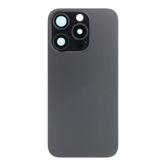 Glass Back Compatible With Phone 15 Pro Black Titanium Battery Door Camera Lens Bezel Magnetism Ring + Metal Plate Plain Without Logo
