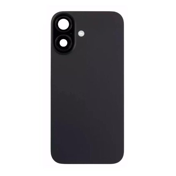 Glass Back Compatible With Phone 16 Plus Black Plain with Camera Lens No Logo