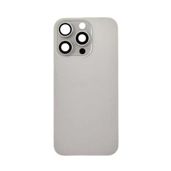 Glass Back Compatible With Phone 16 Pro Max Natural Titanium Plain with Camera Lens No Logo