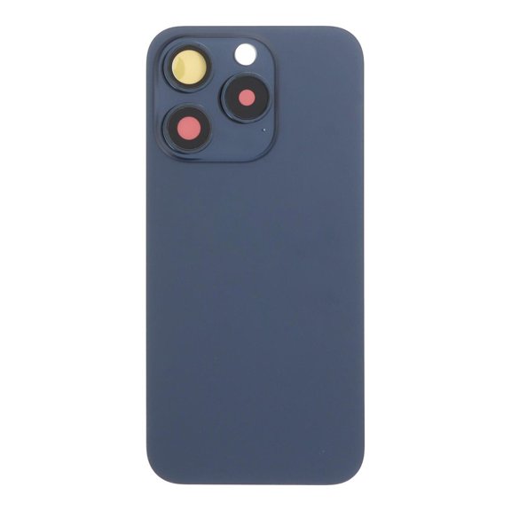 Glass Back Compatible With iPhone 15 Pro Blue Titanium Battery Door Camera Lens  Bezel Magnetism Ring + Metal Plate Plain Without Logo