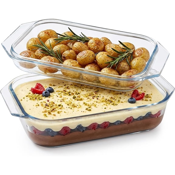 Glass Baking Dish,2QT Casserole Dish with Lid for Oven