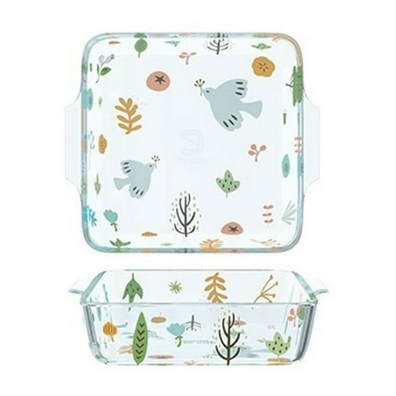 Glass Baking Dish Baking Rice Bowl High Borosilicate Plate Double Ear Dinner Plate Steam Plate Salad Bowl Baking Baking Bowl