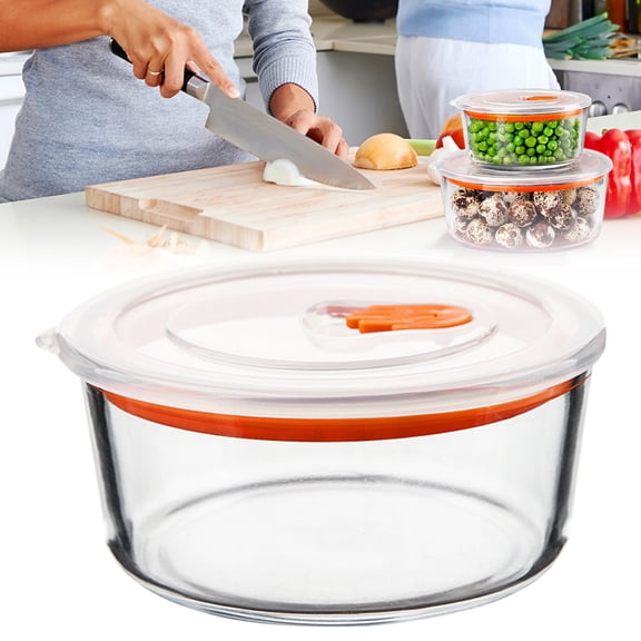 Glass Baking Dish with Free Lid, 4.1" Deep Pan for Casserole Lasagna, Oven Freezer Microwave Safe, Transparent Food Storage Container for Potluck, Leak-Proof Lid, Orange, By Harlik