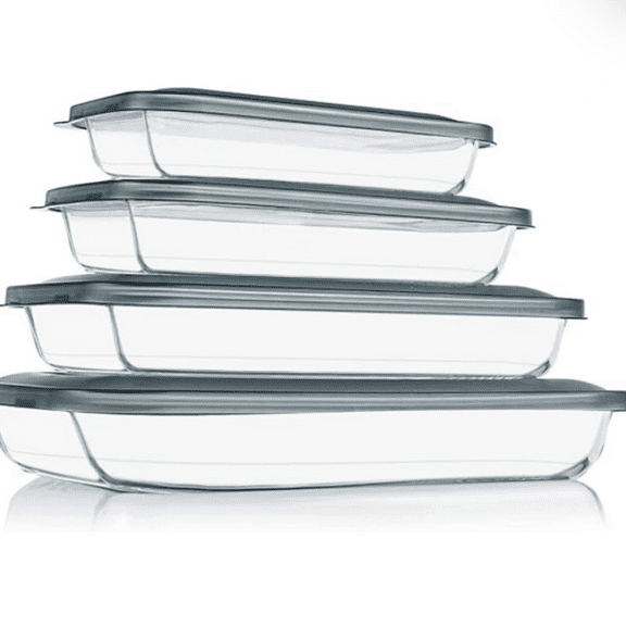 Glass Baking Dish with Lids Rectangular Glass Baking Pan Bakeware Set with Lids, Baking Pans for Lasagna, Leftovers, Cooking, Kitchen, Fridge-to-Oven, Gray