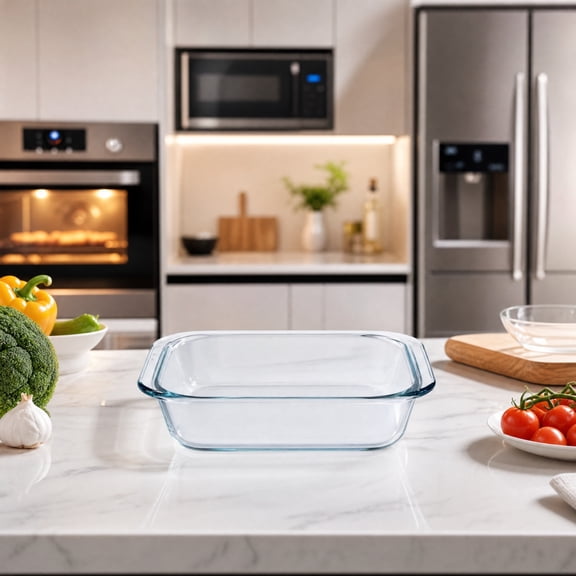 Glass Baking Dish, Square Baking Pan, Oven Safe Bakeware, 1.8L High Temperature Resistant Borosilicate Glass Tray, Thickened Round Edge, for Oven Microwave Fridge Kitchen Baking Roasting Food Storage