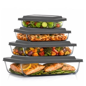 Glass Baking Dishes with Lids, Rectangular Glass Bakeware Set for Baking Cooking Meal Prep Storage, Oven and Freezer Safe Food Containers, 8 Piece