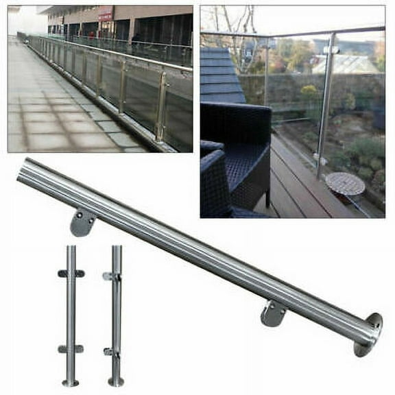 Glass Balustrade Railing Post Stainless Steel Railing Fence Pole Handrail Garden