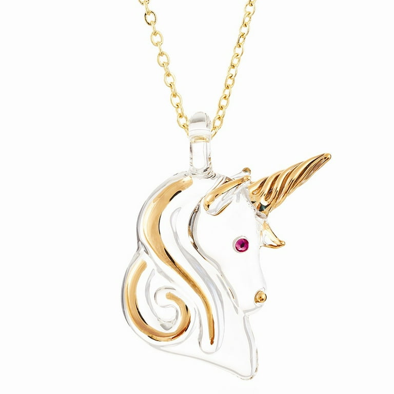 Glass Baron Gold Trim Unicorn with Swarovski Crystal and 22k Gold Trim Necklace Glass Baron Gold Trim Unicorn with Swarovski Crystal and 22k Gold Trim Necklace