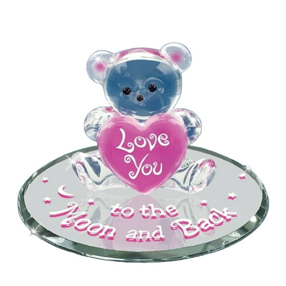 Glass Baron Bear "Love You to the Moon and Back" Pink Heart