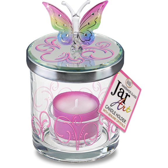 Glass Baron Butterfly Rainbow Flutter Candle Holder