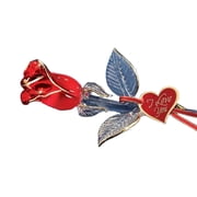 Glass Baron I Love You Red and Gold Rose Large