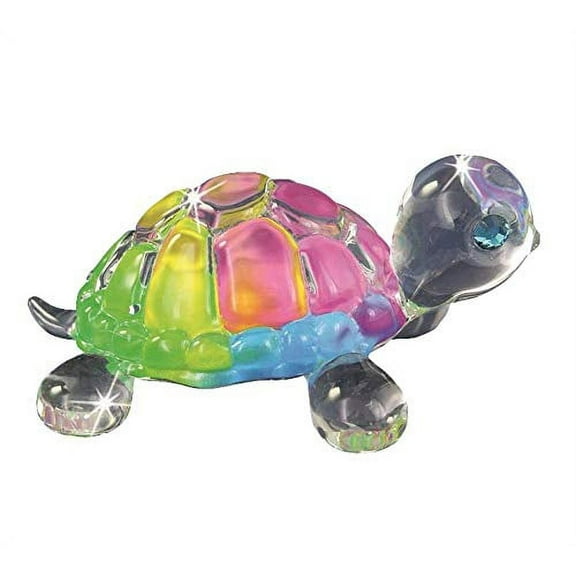 Glass Baron Rainbow Snow Cone Small Turtle Figurine with Swarovski Crystal