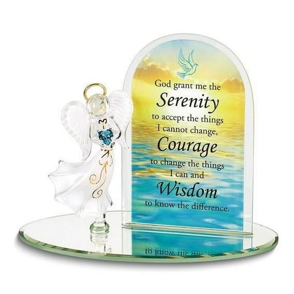 Glass Baron Serenity Prayer with Angel Glass Figurine