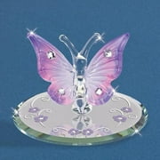 Glass Baron Small Lavender Butterfly Glass Figurine w/ Swarovski Elements