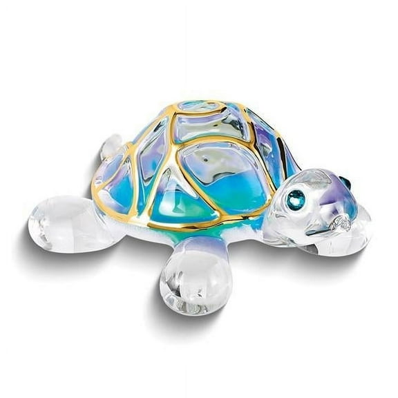 Glass Baron Tiffany the Turtle Handcrafted Glass Figurine with 22k Gold Trim