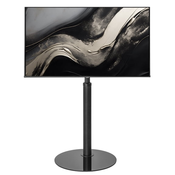 FITUEYES Glass Base TV Floor Stand for 32-65 Inch TVs, Adjustable, Swivel & Tilt, Max VESA 400x400, Gunmetal