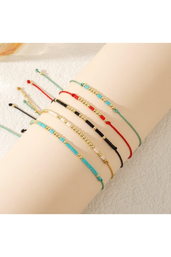 Glass Bead Bracelet sets for Women 5 Pieces Mixed color 11 inch(28cm)