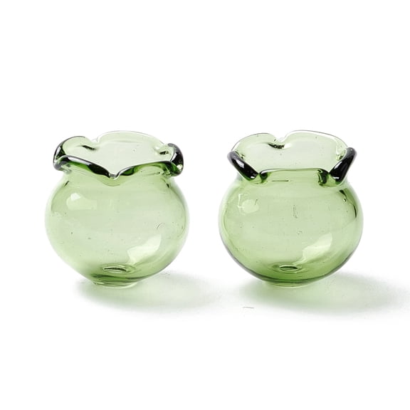Glass Bead Cone for Wind Chimes Making Campanula Medium L Dark Sea Green 15x16mm Hole: 2.7mm 10pc