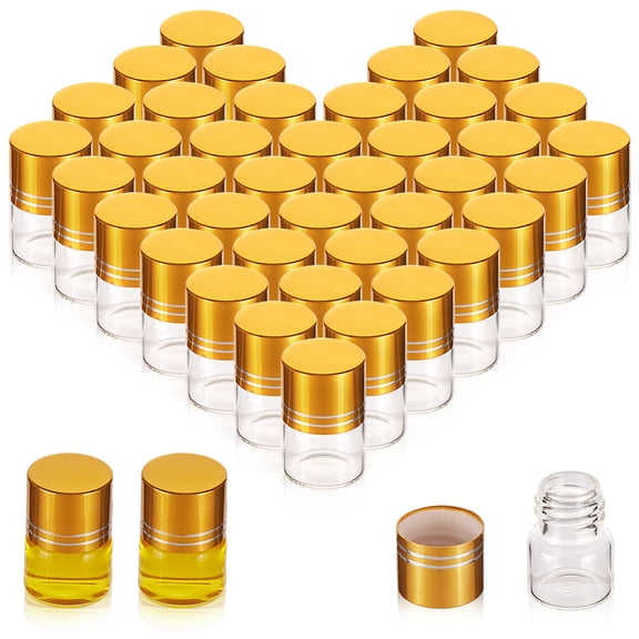 Glass Bead Containers with Alumite Cover Refillable Bottle Column Clear 2.2x3.2cm 50 sets/box