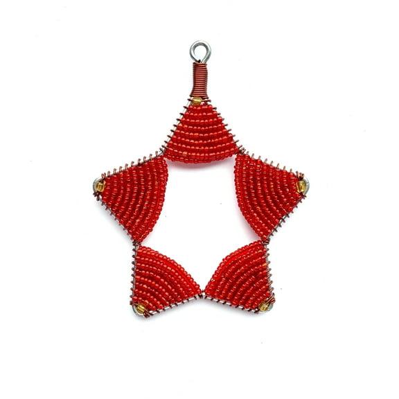 Glass Bead Star Ornament - Fair Trade Christmas Decor Handmade in Uganda, East Africa