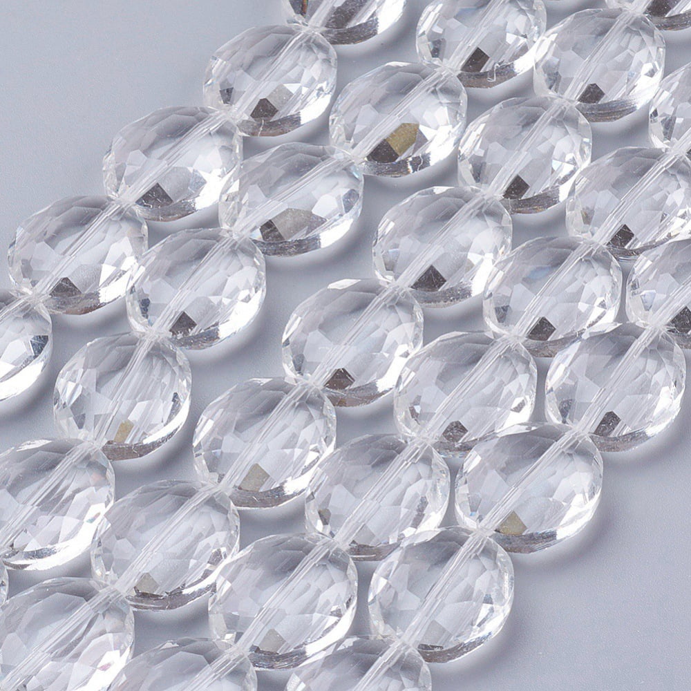 Glass Bead Strands Bead Strands Faceted Oval Clear 20x16x10mm Hole: 1mm about 20pcs/strand 15.7 inch