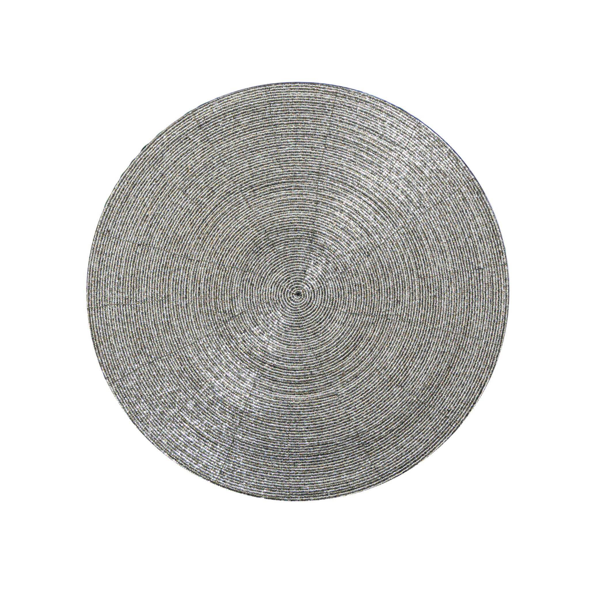 Glass Beaded Placemat Set of 4Size: 14" RoundColor: Silver