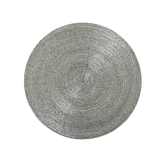 Glass Beaded Placemat Set of 4Size: 14" RoundColor: Silver