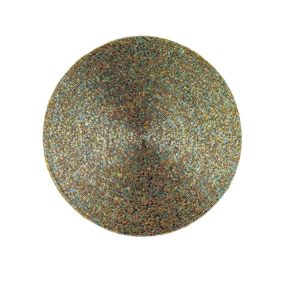Glass Beaded PlacematSet of 4Size: 14" RoundColor: Peacock