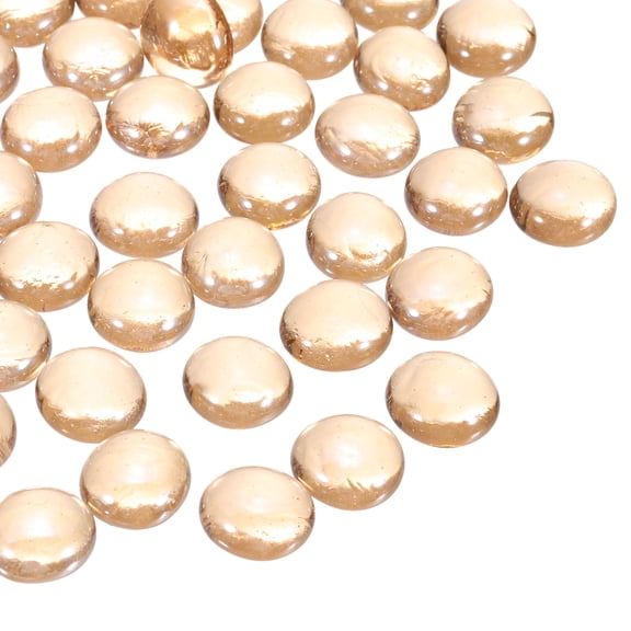 Glass Beads,100pcs Flat Glass Gemstone Yellow 1.1lbs (0.47-0.55") Glass Marbles Pebbles for Vase Fillers Aquarium Decor DIY Craft