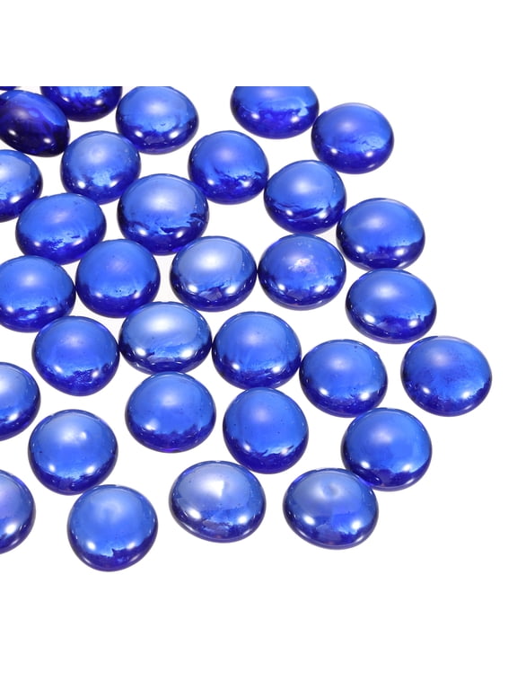 Glass Beads,20pcs Flat Glass Gemstone Deep Blue 0.22lbs (0.47-0.55") Glass Marbles Pebbles for Vase Fillers Aquarium Decor DIY Craft
