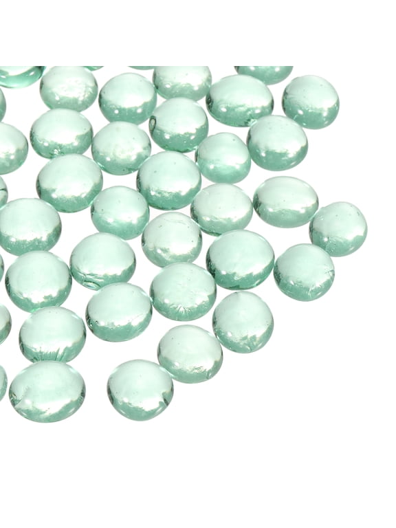 Glass Beads, 20Pcs Flat Glass Gemstone Green 0.22lbs 0.47"-0.55" Glass Marbles Pebbles for Vase Fillers Aquarium Decor DIY Craft