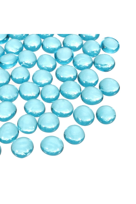 Glass Beads,20pcs Flat Glass Gemstone Sea Blue 0.22lbs (0.47-0.55") Glass Marbles Pebbles for Vase Fillers Aquarium Decor DIY Craft