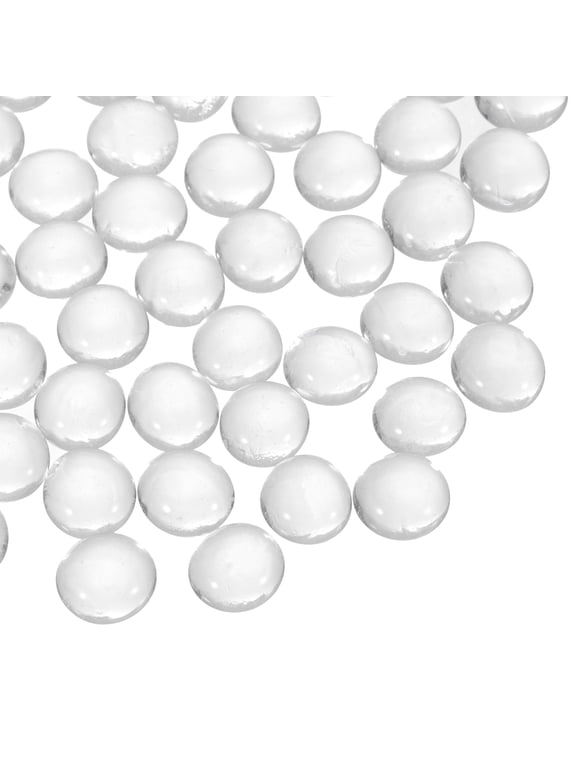 Glass Beads,40pcs Flat Glass Gemstone Clear 0.44lbs (0.47-0.55") Glass Marbles Pebbles for Vase Fillers Aquarium Decor DIY Craft
