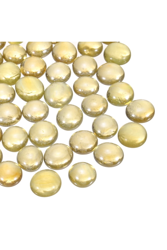 Glass Beads,40pcs Flat Glass Gemstone Light Yellow 0.44lbs (0.47-0.55") Glass Marbles Pebbles for Vase Fillers Aquarium Decor DIY Craft