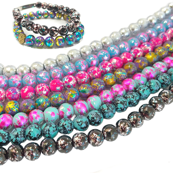 Glass Beads 8mm Bulk, DIY Jewelry Making Supplies, Gift for Beaders, 7 Colors Asst, 200 pcs