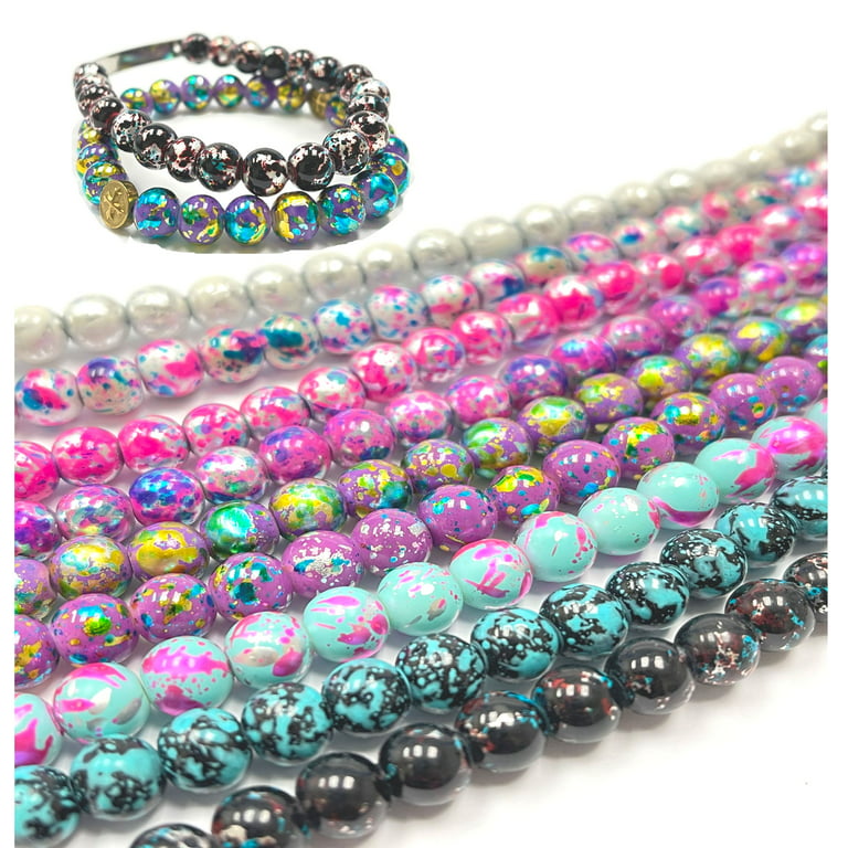 500pcs Mix Color Glass Beads for Jewelry Making 8mm Matting Gold